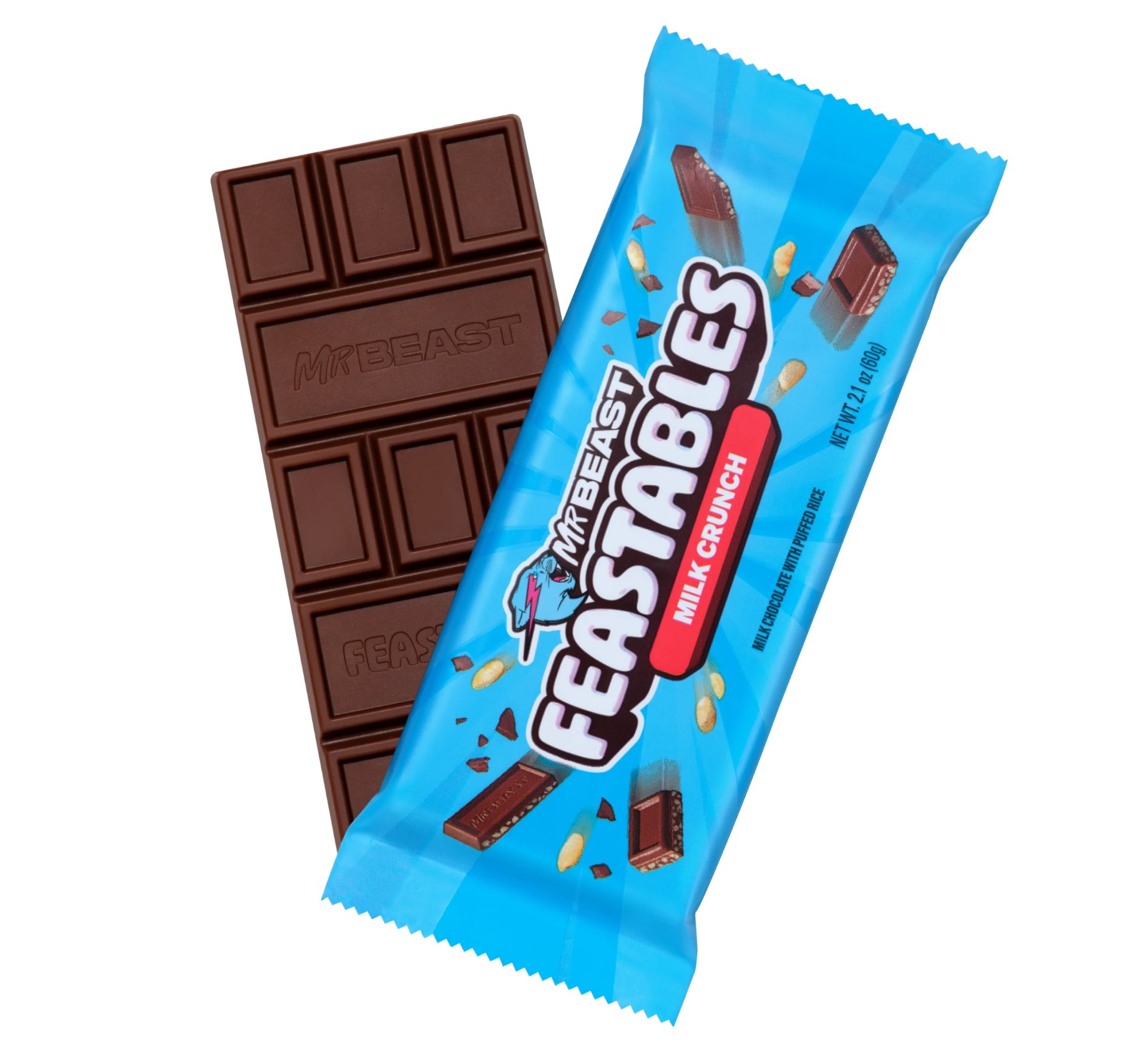 Feastables Milk Crunch chocolate bar available in Malta and Gozo stores